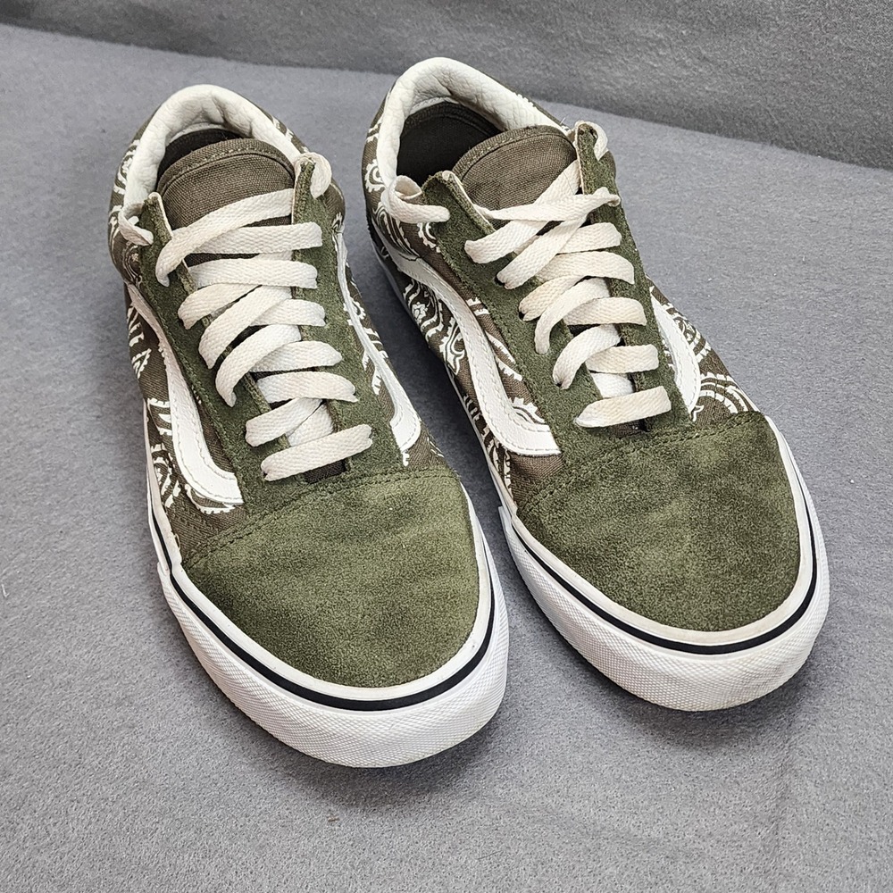 Vans Old Skool Paisley Print Suede Canvas Skate Shoes Olive Green‎ M 6 W 7.5 - Picture 2 of 8